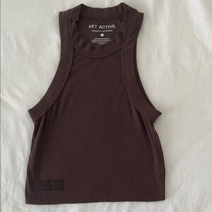 SET Active Chocolate Brown Ribbed Tank size S